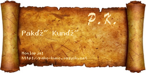 Pakó Kunó névjegykártya